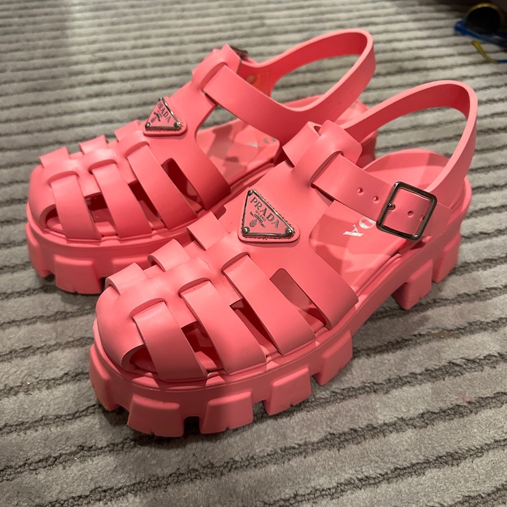 Prada Pink Chunky Jelly Sandals